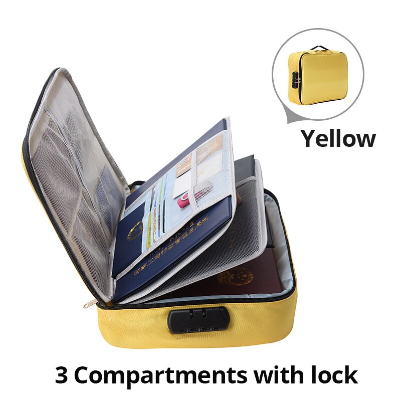 FOSIZZO Multi-Layer Large Capacity Storage of Document Certificate Important Files Archive Finishing Box With Lock FS4049: Style B - Yellow-3Y