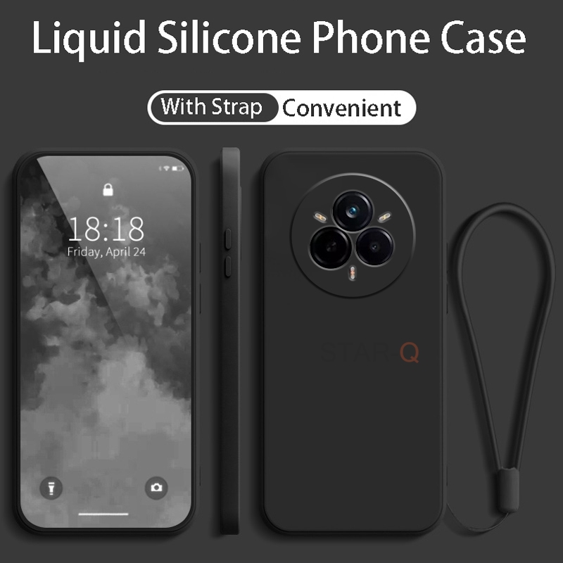 Realme 14 realme 13 realme 12 original strap liquid silicone phone case for oppo realme 14 13 12 11 pro plus lanyard back cover