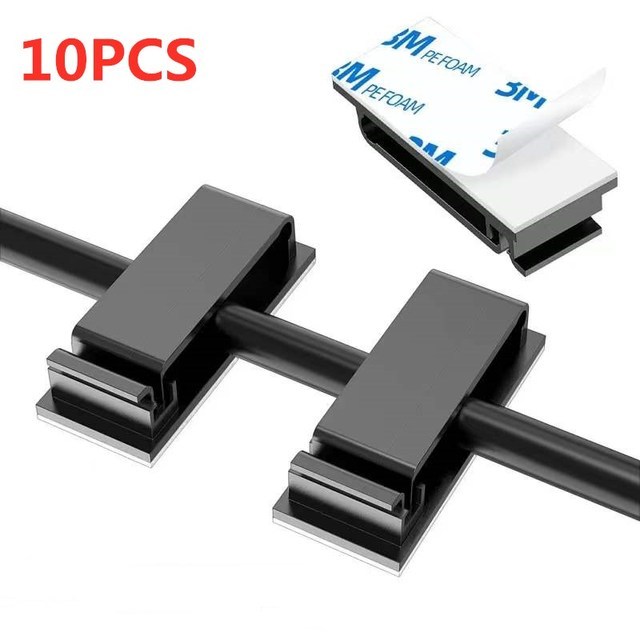 Self-adhesive Cable Organizer Clips Holder Wire Tie Clamp Management Car Home Data Cable Decorative Cord Bobbin Winder Manager: 10PCS-Black-B