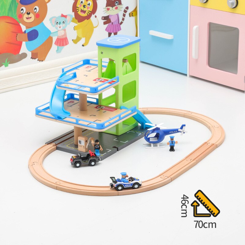 Woodentrack Scene Extension Accessories Multistorey Parking Lot Elevator Building Compatible with All Brands of Wooden Railway