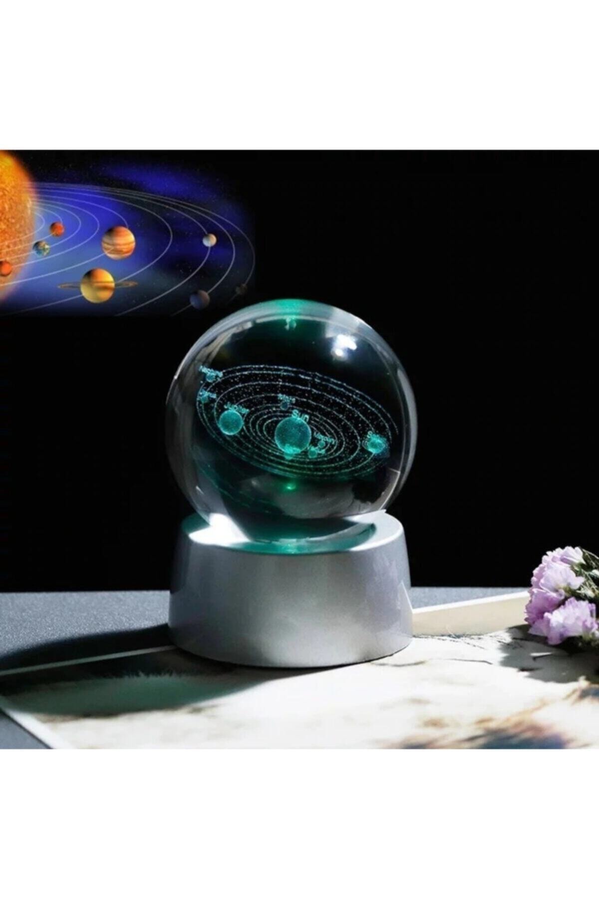 Solar System Lighted Glass Globe Small Size Snow Globe Souvenirs Home Office Decoration Decorative Lighted Balls