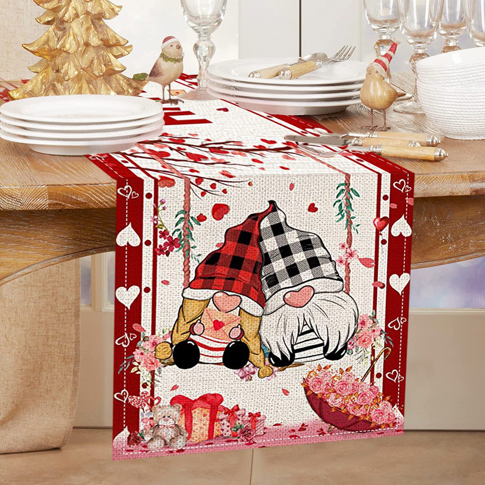 Cubierta de mesa para temática de boda, camino de mesa del Día de San Valentín, manteles rojos, decoración para festiva, Festival de Año , 2022