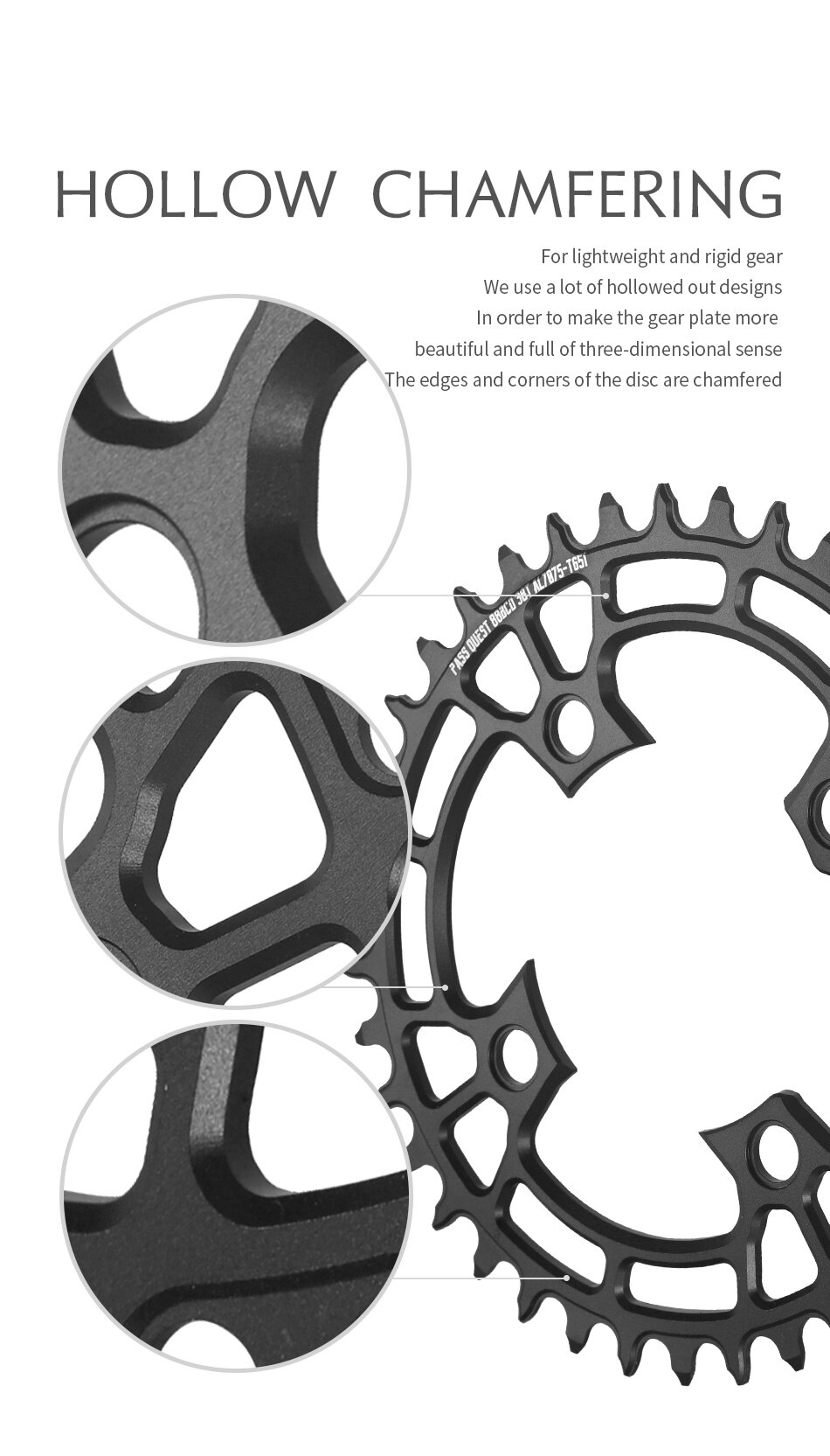 Pass Quest round-piñón estrecho 88bcd para bicicleta, Piñón redondo adecuado para Shimano XTR985, 32t, 34t, 36t, 38t, 40t, 42t, 44t