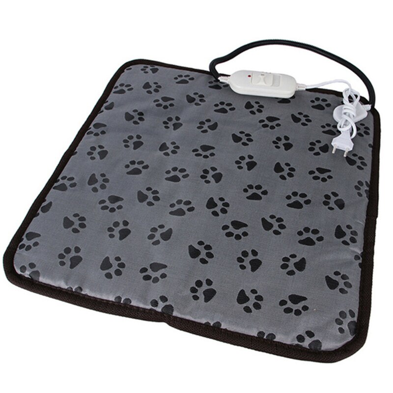 Tapis chauffant électrique pour animaux de compagnie, Protection contre les coupures de courant, pour chiens et chats, imperméable, résistant aux morsures, en hiver, 3 Modes, coussin chauffant réglable: WHITE / EU Plug- 45x45cm