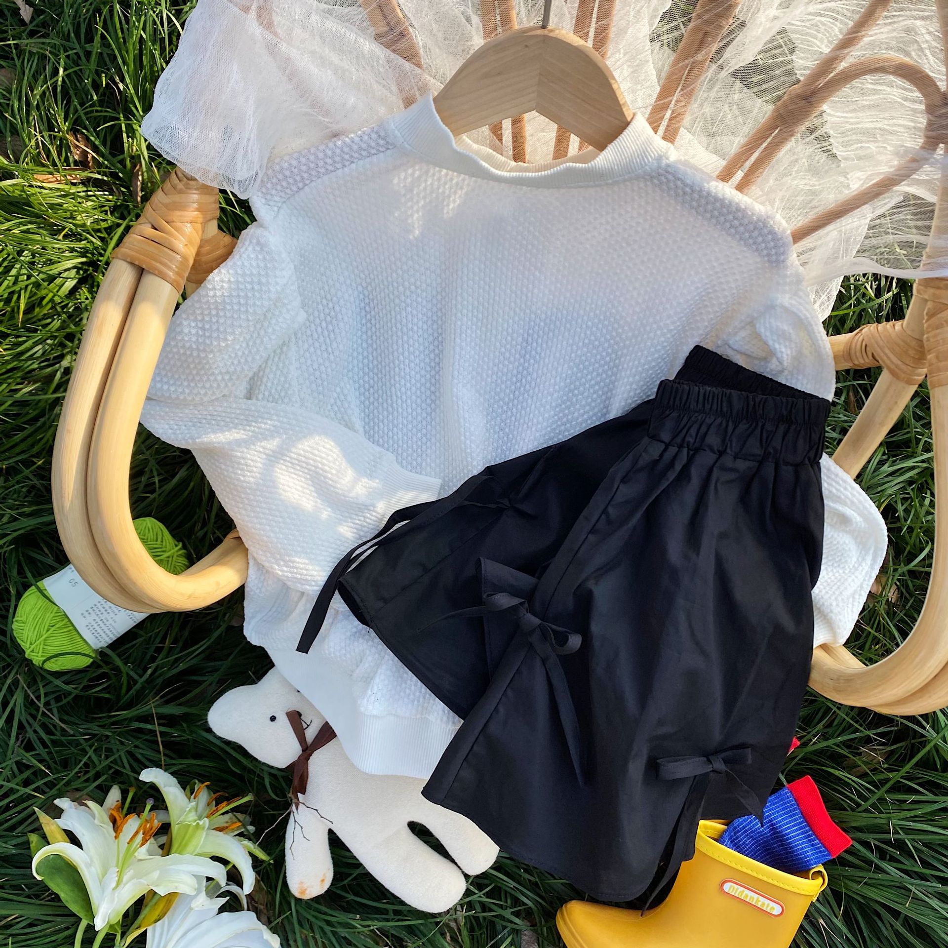 2022 Spring Girls Skirt with Bow Kids Cotton Skirts Kids Skirts