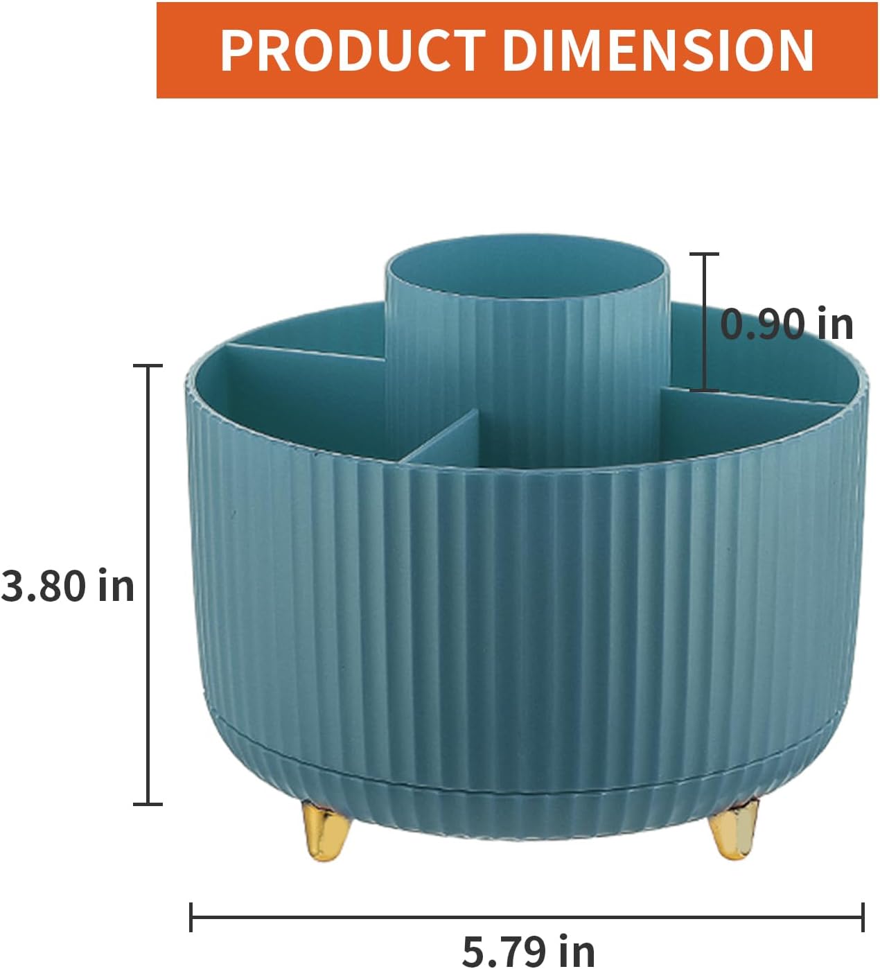 Desk Organizer, 360-Degree Rotating Pen Holder for Desk with 5 Compartments Pencil Organizer, Storage Box Caddy for Office, Home