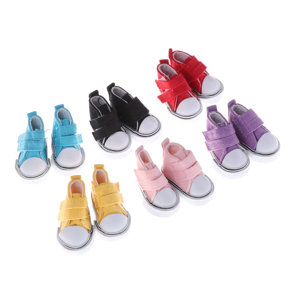 Zapatos de lona surtidos para muñeca, Mini zapatilla de juguete, a la , 6 colores, 5cm, para muñeca rusa
