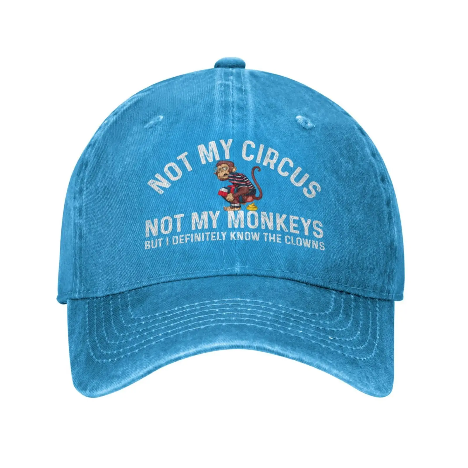 Chapeau drôle, pas mon cirque, pas mes singes mais je connaître définitivement les Clowns, casquette pour femmes, casquettes de papa, chapeaux Vintage: Bleu