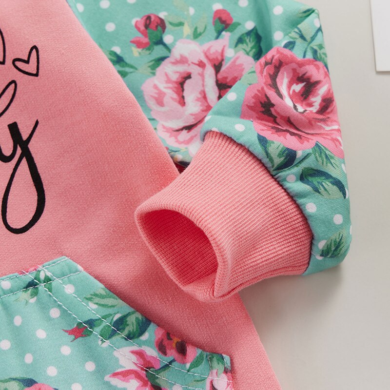 Sudadera con capucha de manga larga para niños y niñas, ropa de otoño para infantes de 0 a 3 años, con retales florales