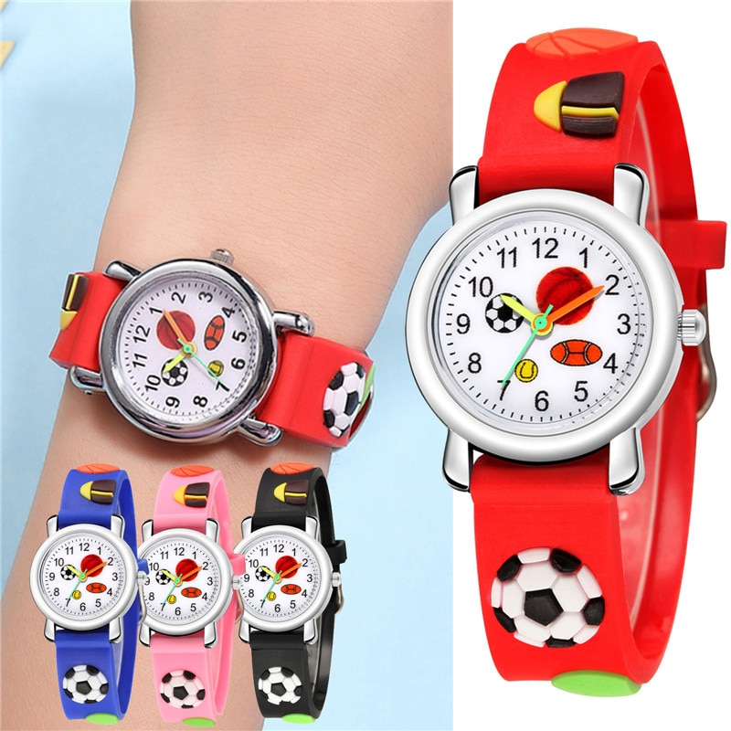 Kinderen Horloges 3D Relief Trend Mode Sport Kinderen Voetbal Patroon Quartz Horloge Voor Kerst Kinderen Dag