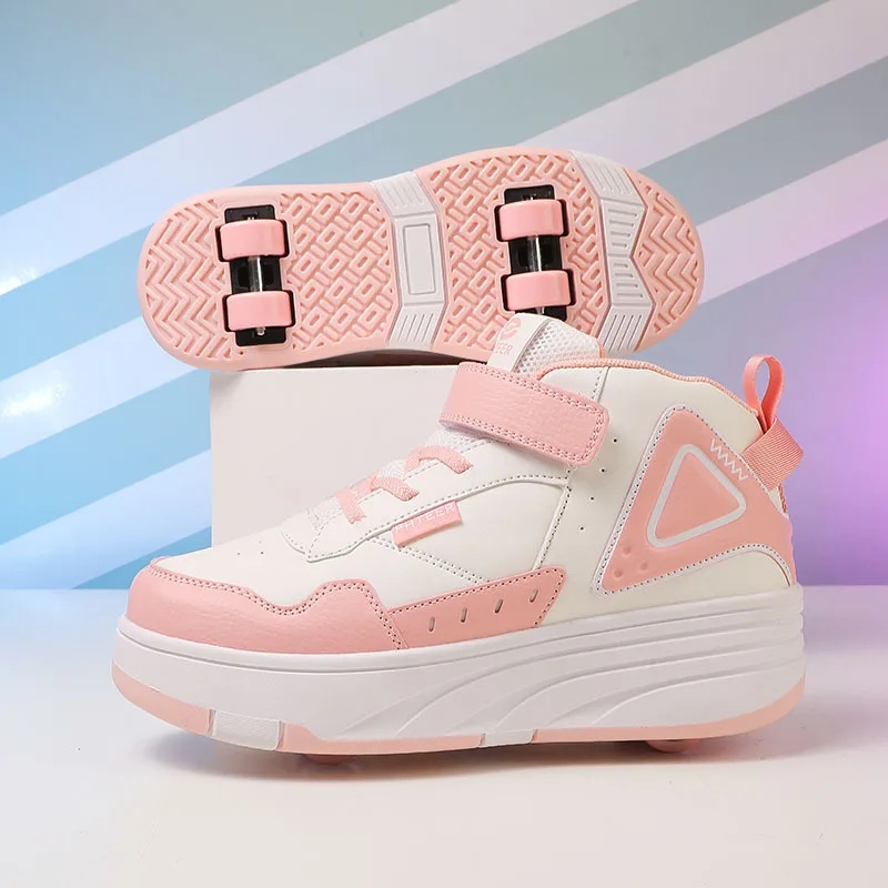 Children's Four-Wheel Inline Skates Double Row Roller Skating Shoes Unisex Kids' Roller Blades Adult Roller Sports Entertainment: WHITE / 36