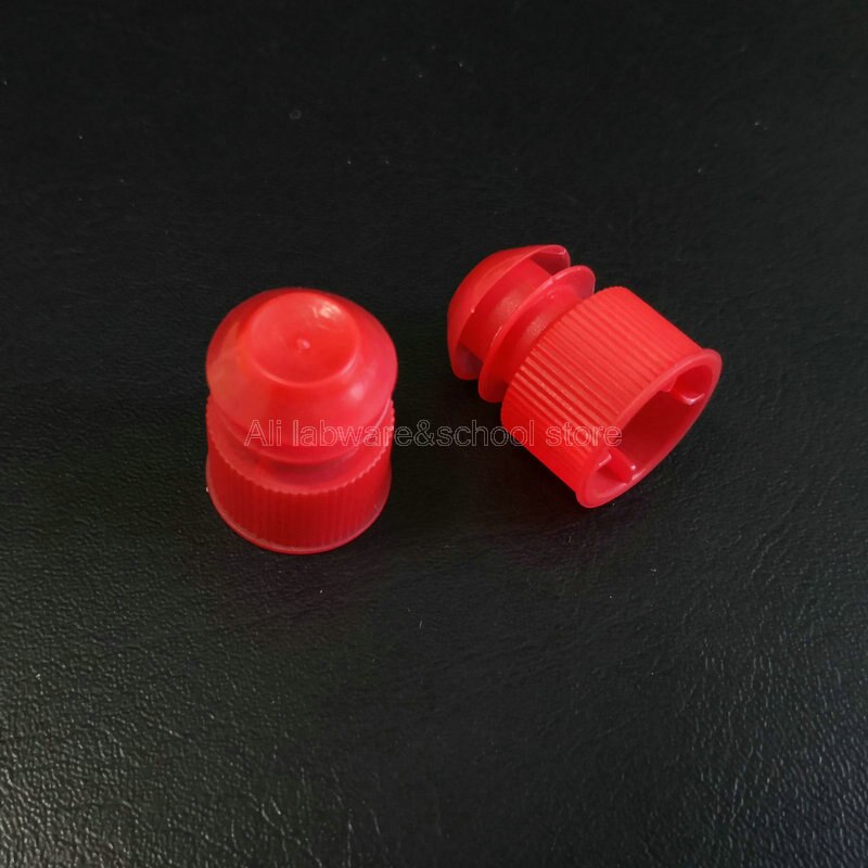 100 stks/partij 15*100mm Lab Plastic Reageerbuizen Met Rode Kleurrijke Plug Cap