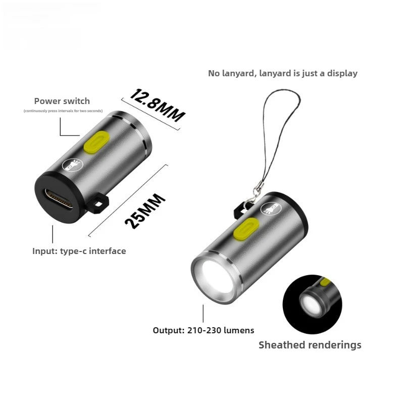 Compacte Type C Power-zaklamp Mini draagbaar LED-licht Kleine LED-zaklampen voor buitenverlichting Fietsen Kamperen en wandelen: Oranje
