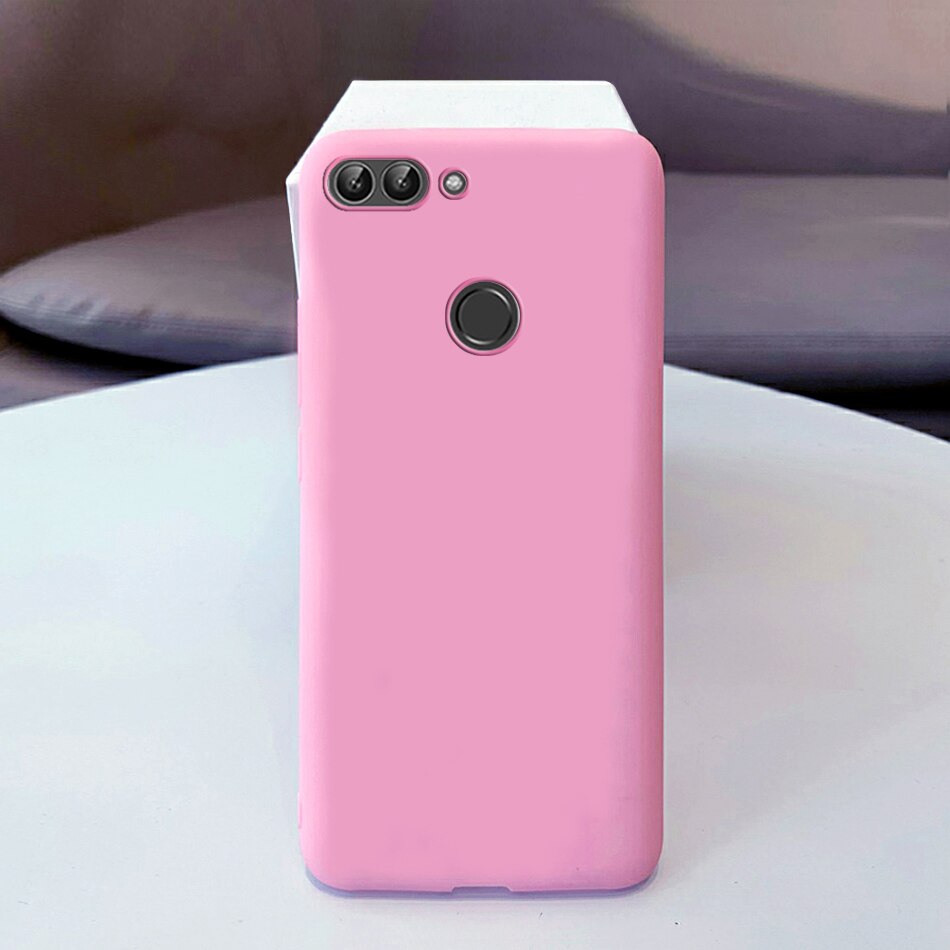 Pour Huawei P étui intelligent Coque Huawei PSmart étui souple mat Silicone pour Funda Huawei P FIG-LX1 intelligent coques de téléphone: Pink