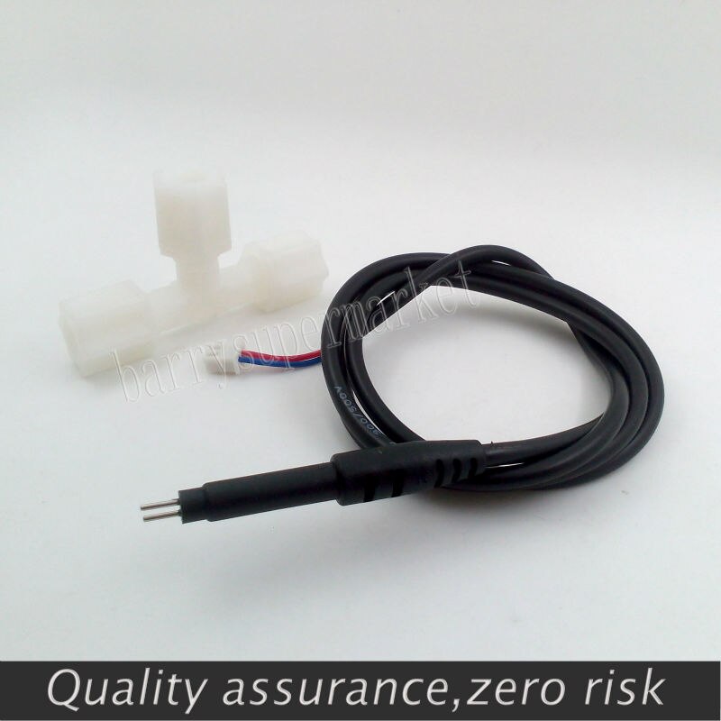 2PCS Flow Sensor Water Probe Testing TDS conductivity Tester RO water purifier dedicated+Tripartite-joints G1/4 0.8MPA