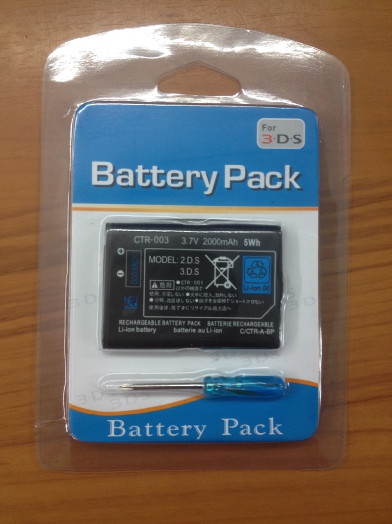 Til nintendo 3ds batterier 2000 mah genopladeligt lithium-ion batteripakke spilkonsol udskiftning batteria bateria med værktøjer