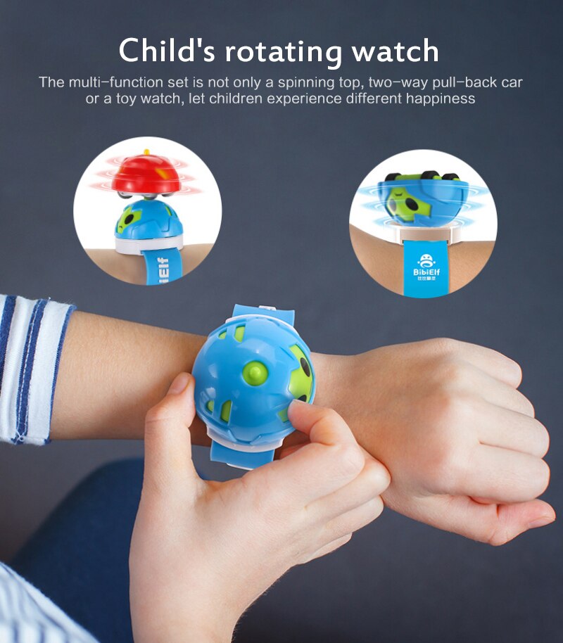 Children's stunt watch inertial Q car rotating fingertip gyro vs. toy children's smart watch, suitable for IOS and Android