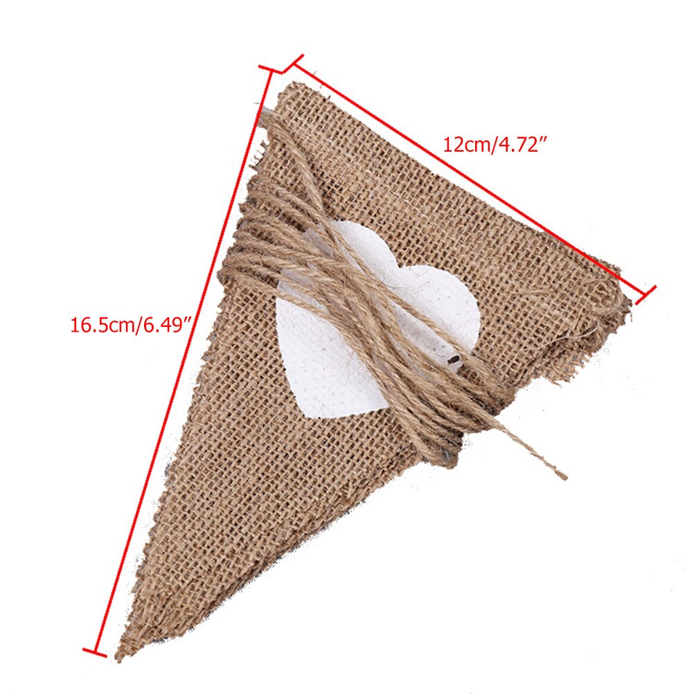 Banderines de arpillera de yute de 4,5 M, banderas de corazón blanco, banderines para decoración de de boda Vintage
