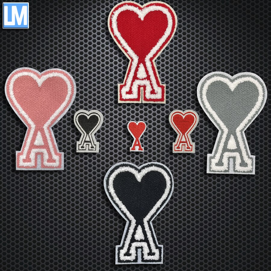 Herz EINE Stickerei kleidung zubehör Patch tuch aufkleber kleine Etikett pfirsich herz stickerei abzeichen abzeichen pfirsich