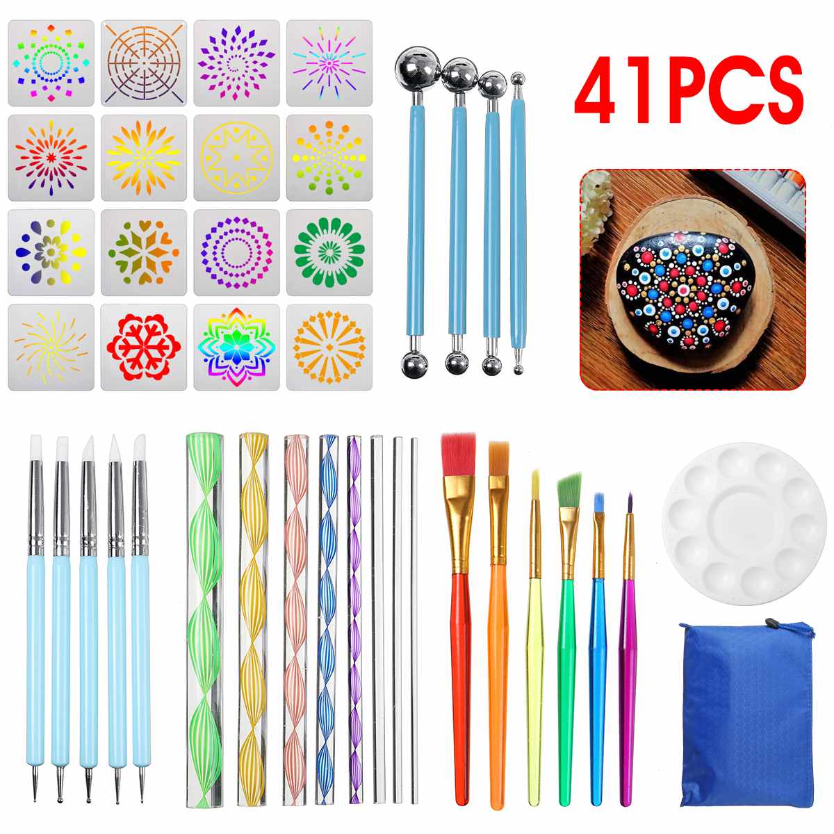 LEORY A4 Graphics Tablet LED Drawing Tablet Art Stencil Drawing Board Light Box Tracing Table Pad Electronics Writing Tablet: 41PCS Mandala Painti