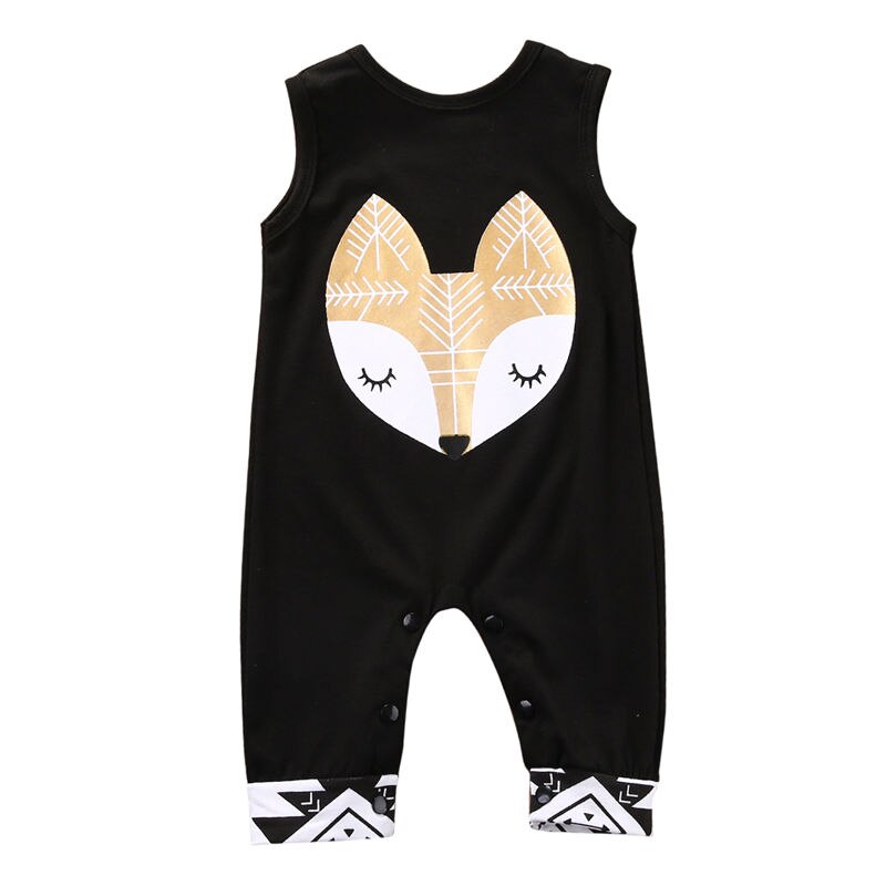 Cute Summer Baby Boys Girls Infant Clothes Tribe Print Romper Jumpsuit one pieces Sleeveless Outfits 0-24Months: Fox / 18M