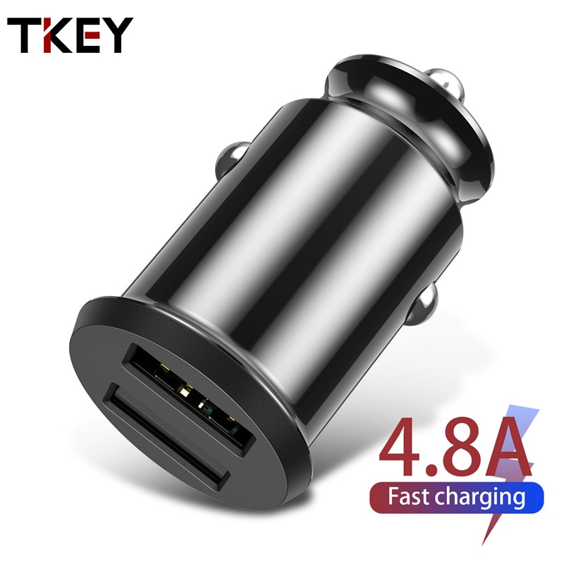 TKEY 4.8A Dual USB Car Charger Mobile Phone Fast Charger QC3.0 Car Charging For IPhone 11 Samsung S10 Plus Xiaomi Note10