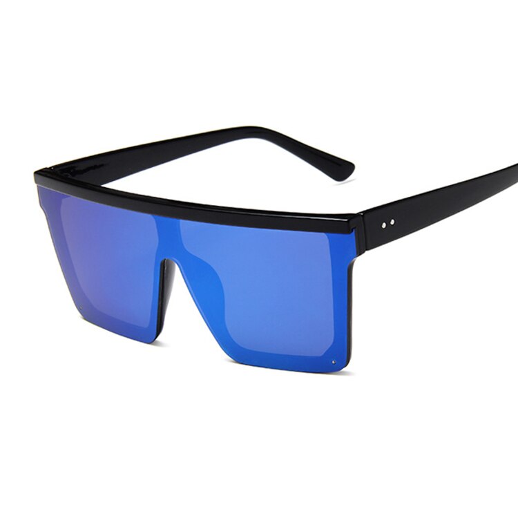 Oversized Zonnebril Vrouwen Big Frame Vierkante Platte Top Klinknagel Zonnebril Vrouwelijke Vrouwen/Mannen Vintage Spiegel Shades Gradiënt UV400: BlackBlue