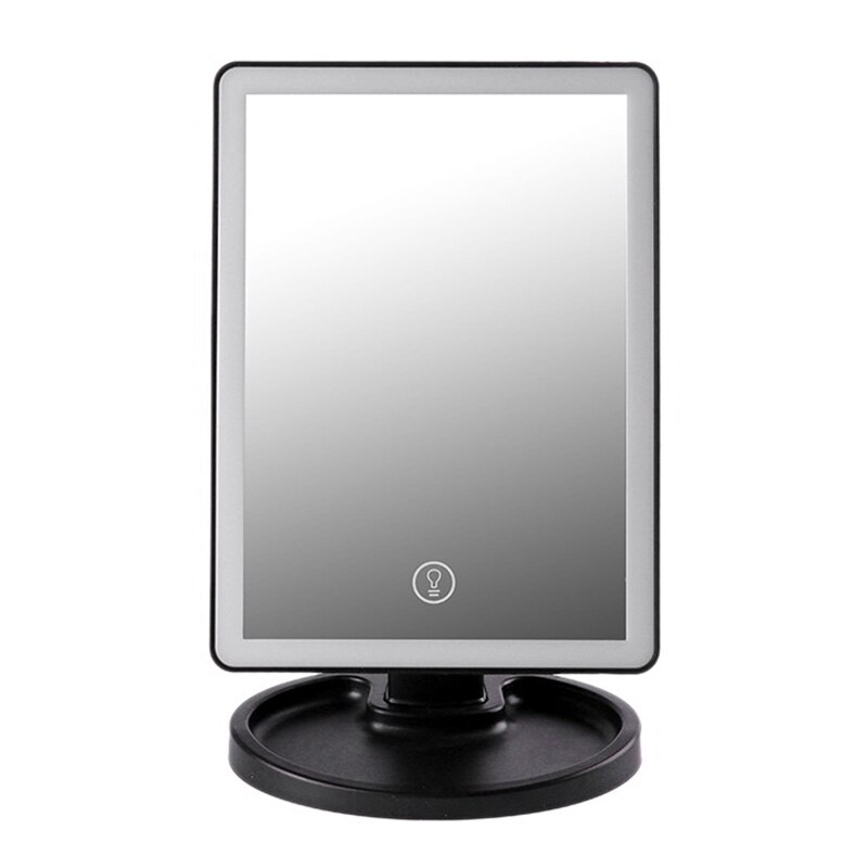 LED Light Makeup Mirror USB Charging Rotatiation Vanity Mirror Contact Dimmer Table Mirrors for Tabletop Bathroom: black