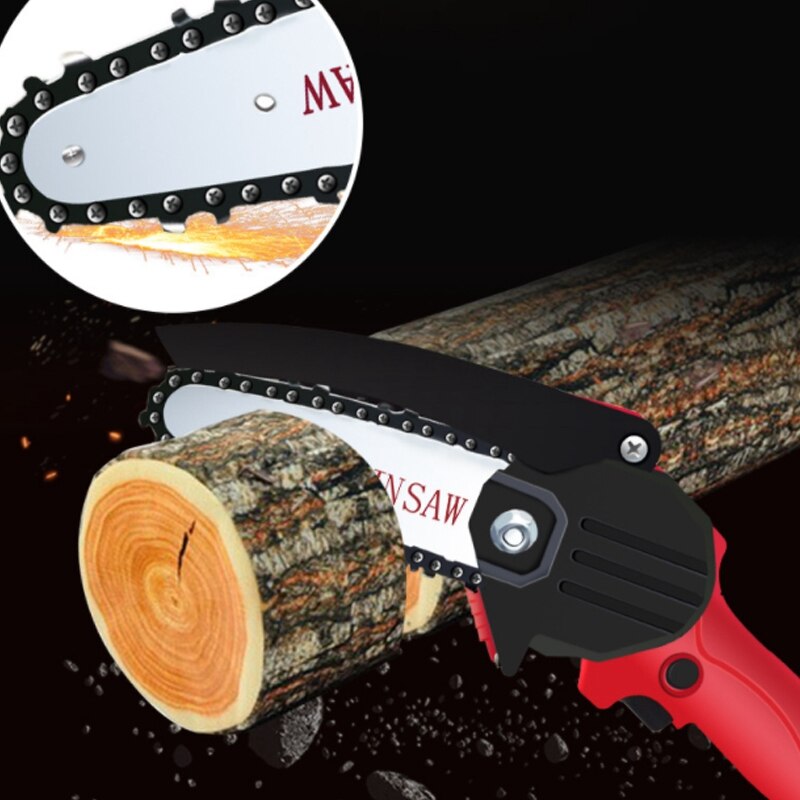 Mini-kettingzaag 24v draadloze elektrische draagbare kettingzaag borstelloze motor snoeischaar kettingzaag voor houtzagen eu-stekker