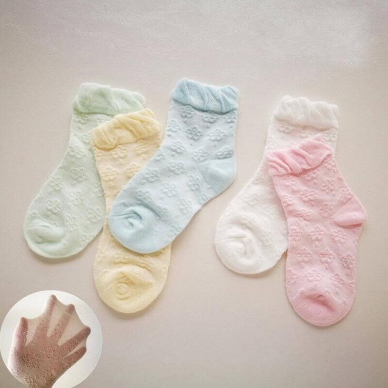 Calcetines finos de algodón para niños de 0 a 8 años, medias informales de color sólido para bebés, 5 par/lote