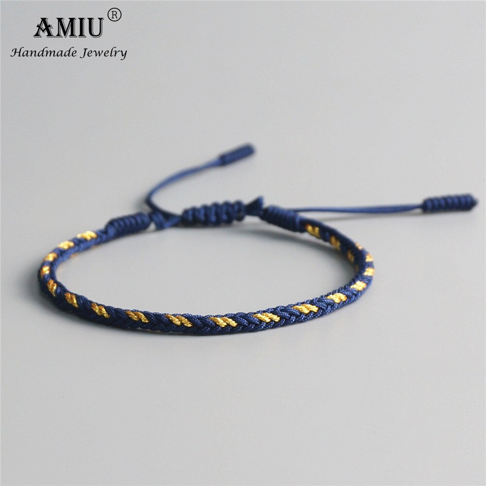 AMIU-Pulseras budistas tibetanas multicolores para mujer y hombre, brazaletes hechos a mano de nudos, cuerda de macramé, pulsera de la suerte: 5