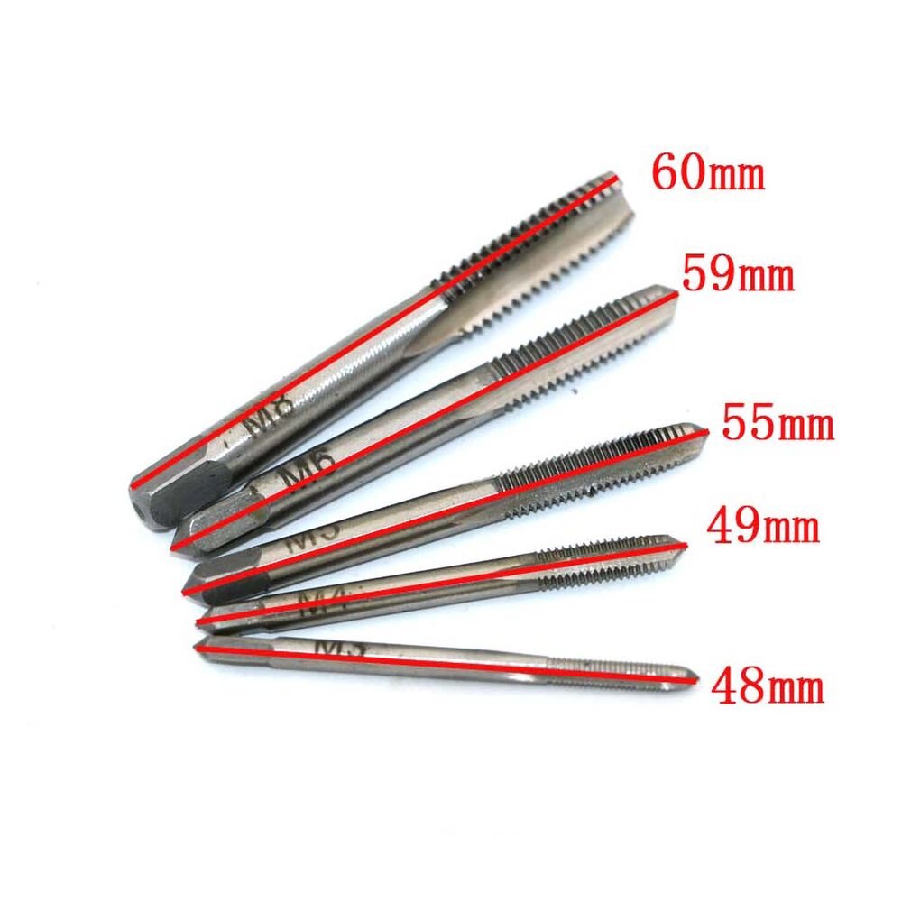 Tapping Screw Thread Metric Plug Taps 5pc Ball Bearing Steel Machine Hand Tap M3-M8 Set Hand Grinding Carving Tool