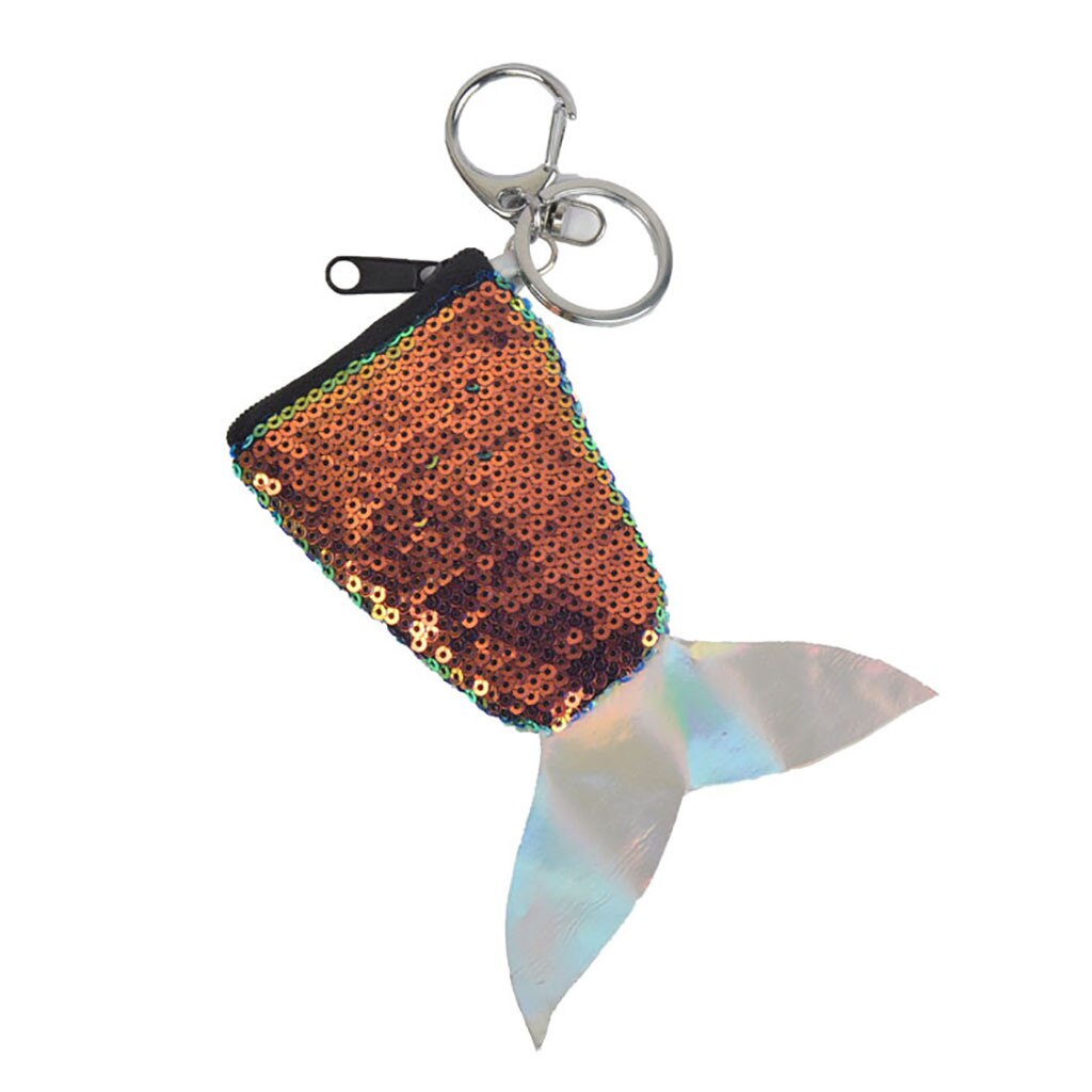 Women Mermaid Keychain Cute Sequin Coin Purse Shoulder Wallet Mini Bag: F