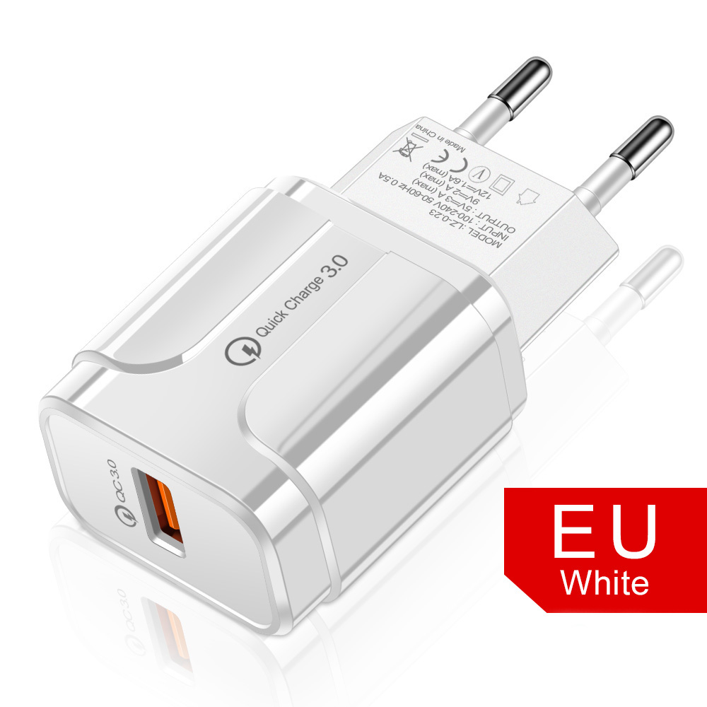 OLAF 18W Quick Charge 3,0 USB Ladegerät EU UNS 5V 3A Schnelle Lade Adapter Handy Ladegerät Für iphone Huawei Samsung Xiaomi LG: EU Charger White