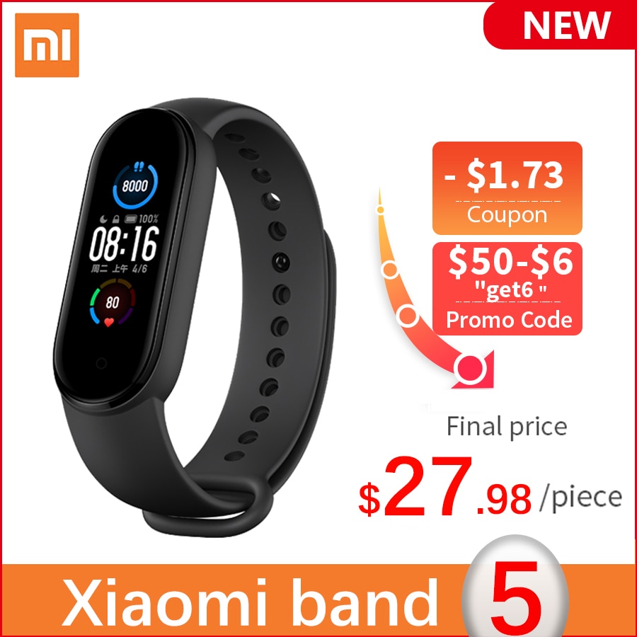 Xiaomi Mi Banda 5 Intelligente Del Braccialetto 4 di Colore Dello Schermo di Tocco di Miband 5 Wristband Fitness Pista di Ossigeno Nel Sangue Monitor di Frequenza Cardiaca smartband
