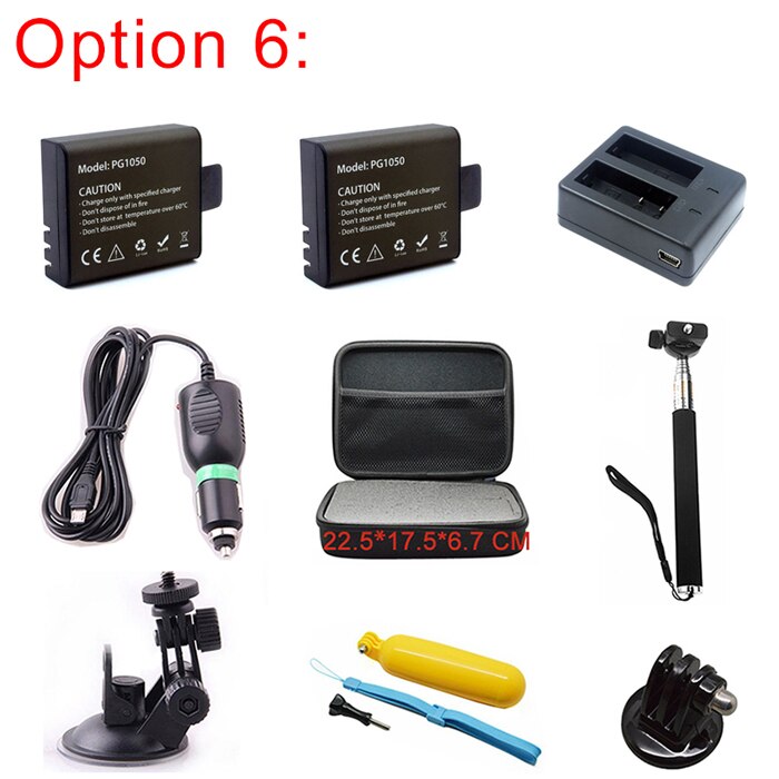 Voor EKEN Accessoires Set Dual Charger 1050mAh Li-Ion Batterij Autolader Beugel Monopod Opbergdoos Voor H9 H9R Action camera: option 6