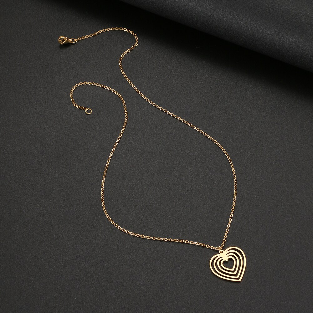 Collane in acciaio inossidabile cuore griglia cava Design ciondolo catena collana moda per donna uomo gioielli amico migliori regali