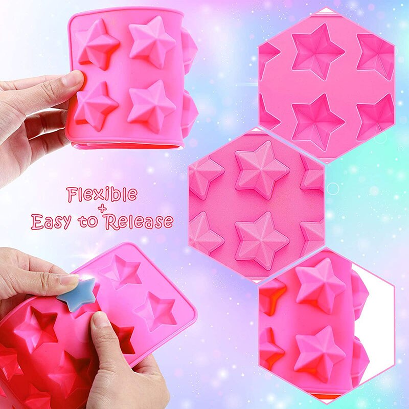 12Cavity Star Shaped Chocolate Molds 3.5cm Five-Pointed Star Mold Fondant Molds for Chocolate Candy Ice Cube Cake Decoration