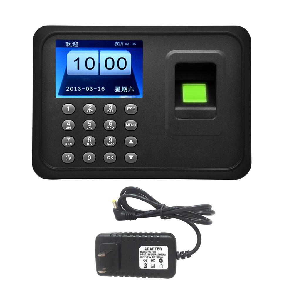 Home Office US Plug Fingerprint LCD Display Electronic Employee Control Security Password Recording Attendance Machine