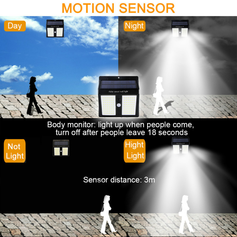 250 LED Solar Light Outdoor Solar Lamp Solar Powered Sunlight Waterproof PIR Motion Sensor Street Light for Garden Decoration