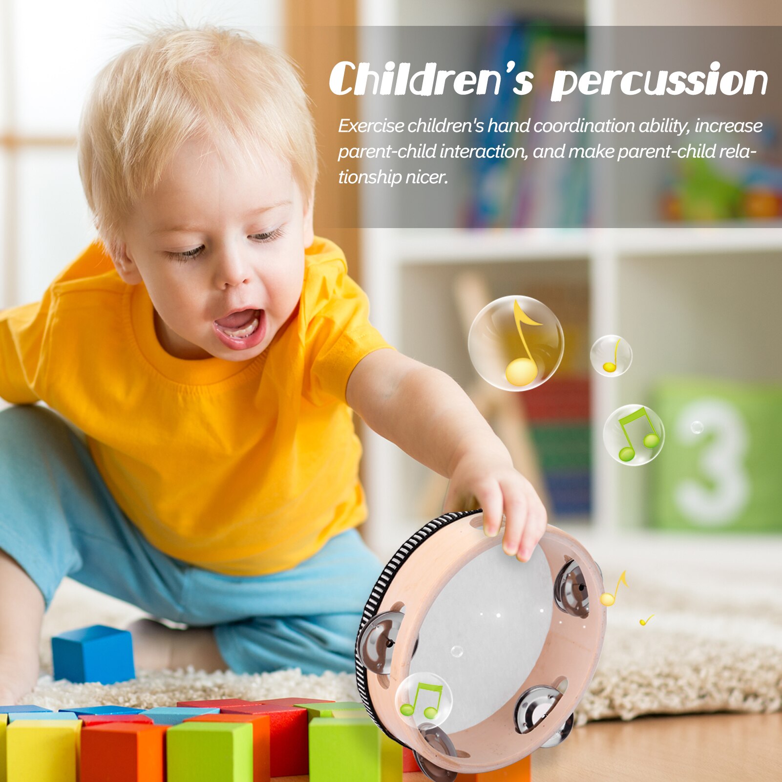 13pcs Children Hand Percussion Instruments Kit Portable Kids Music Enlightenment Musical Instruments Set with Storage Bag