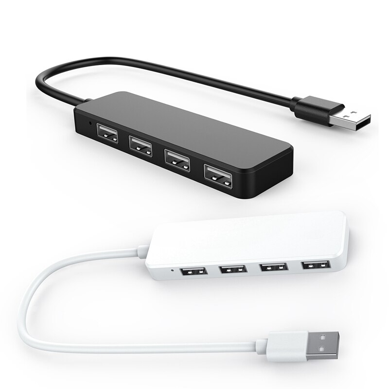 2 stuks ultradunne usb-hub 4-- poorts usb 2.0- hub wit & zwart