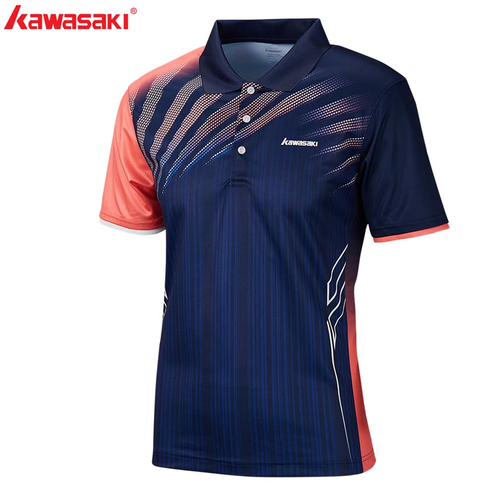 KAWASAKI hombres camisetas secado rápido 100% poliéster tenis Mesa camiseta deportes ropa con botones ST-S1101: Azul / XXL