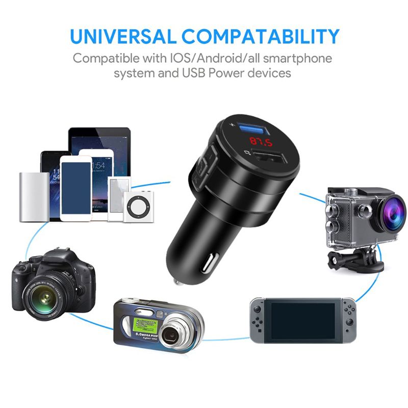 Handsfree bluetooth 4.2 fm zender modulator autolader 3.1a dubbele usb
