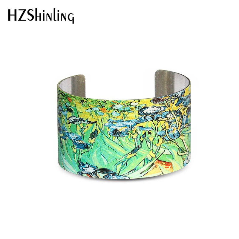 Starry Night Van Gogh cuff bracelet Vincent van Gogh Bangle Wristband Sunflowers Jewelry Floral Famous Paintings, Famous Artist