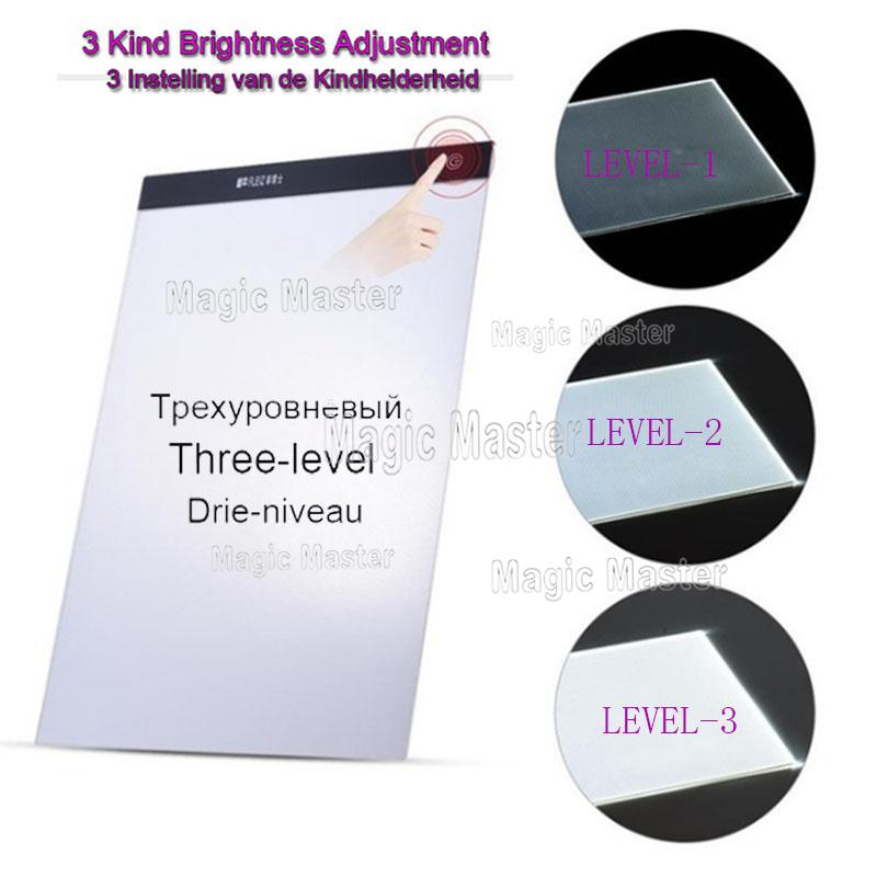 Dimbare LED Grafische Tablet Schrijven Diamant Schilderen Tool Lichtbak Pads Digitale Tekening A4 Kopie Tablet Daimond borduren