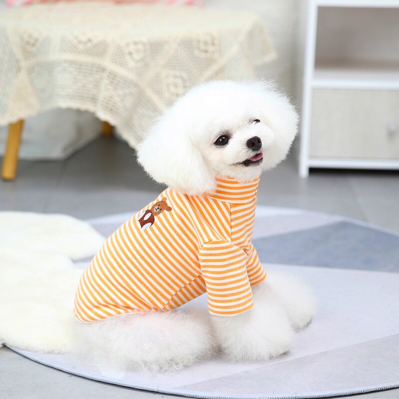 Hond Coltrui Strips Dieptepunt Shirt Pet Kleding Voor Kleine Honden Kat Chihuahua Teddy T-shirt Puppy Sweatshirt Huisdieren Trui Jas: Orange