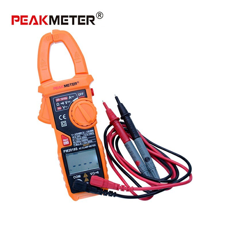 PEAKMETER PM2018S Portable Smart AC Digital Clamp Meter Multimeter AC Current Voltage Resistance Continuity Measurement Tester