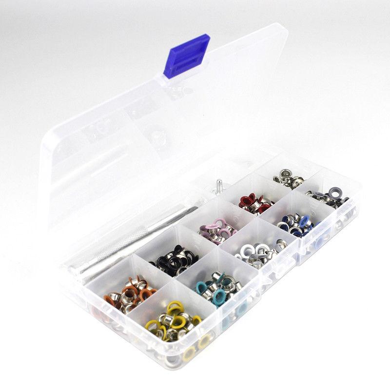 500 Sets 5Mm 10 Kleur Oogje Met Wasmachine Installeren Punch Gereedschap Koper Tule Voor Leer Craft Diy Kleding Schoenen