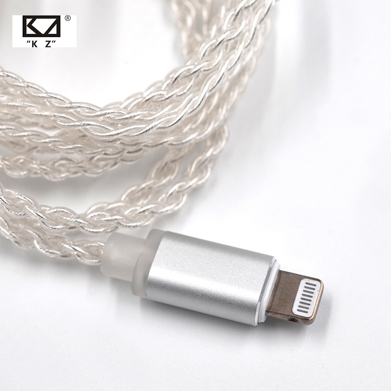 Kz belysning Brygge kabel 2 pin/mmcx kontakt belagt sølv kabel til kz  zs5/zs6/som16/ed16/ zst /es4/som12/zs10/som10/ zsn pro/zsx